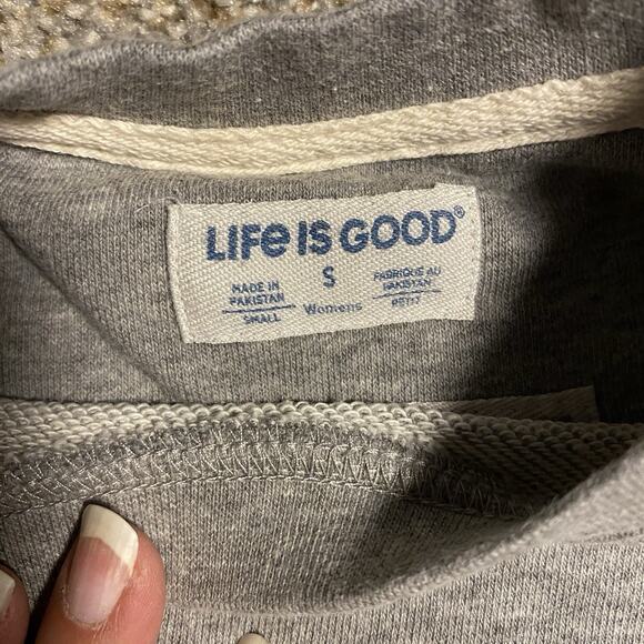 Life Is Good Gray Sweatshirt with Floral Design - Picture 3 of 9